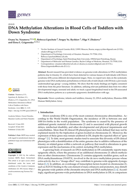 DNA Methylation Alterations in Blood Cells of Toddlers with Down Syndrome