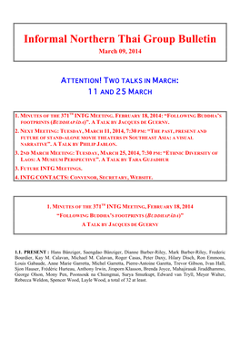 INTG20140310 Minutes (371)), a Second Document Is Attached to This Message: the List of the 108 Auspicious Signs Found in Buddha's Footprints