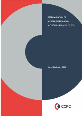 Determination of Merger Notification M/20/005 – Esb/Coillte (Jv)