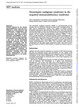 Neuroleptic Malignant Syndrome in the Acquired Immunodeficiency Syndrome