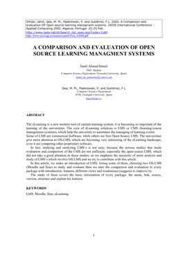 A Comparison and Evaluation of Open Source Learning Managment Systems