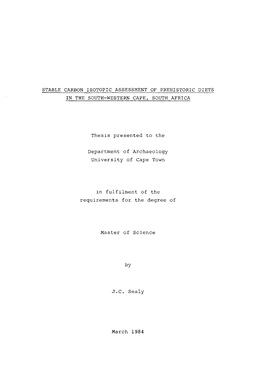Stable Carbon Isotopic Assessment of Prehistoric Diets in the South-Western Cape, South Africa