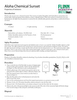 Aloha Chemical Sunset Properties of Solutions SCIENTIFIC