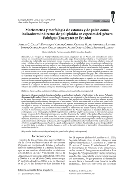 Morfometría Y Morfología De Estomas Y De Polen Como Indicadores Indirectos De Poliploidía En Especies Del Género Polylepis (Rosaceae) En Ecuador