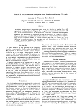 First U.S. Occurrence of Wodginite from Powhatan County, Virginia