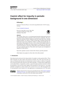 Casimir Effect for Impurity in Periodic Background in One Dimension