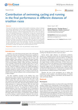 Contribution of Swimming, Cycling and Running in the Final Performance in Different Distances of Triathlon Races