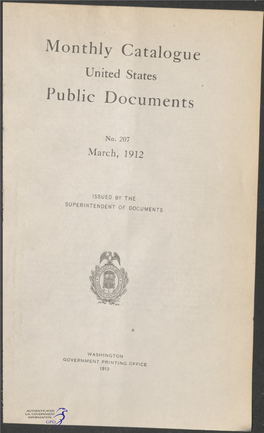 Monthly Catalogue, United States Public Documents, March 1912