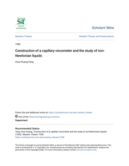 Construction of a Capillary Viscometer and the Study of Non-Newtonian Liquids