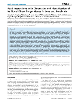 Pax6 Interactions with Chromatin and Identification of Its Novel Direct Target Genes in Lens and Forebrain