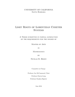 Limit Roots of Lorentzian Coxeter Systems