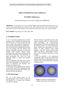 ABOUT 3D PRINTING FILE FORMATS Prof.Phd Cătălin Iancu, Constantin