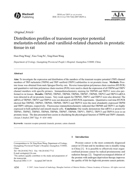 Distribution Profiles of Transient Receptor Potential Melastatin-Related and Vanilloid-Related Channels in Prostatic Tissue in Rat