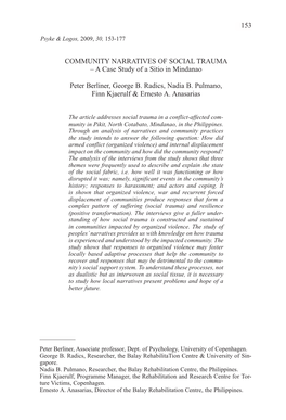 A Case Study of a Sitio in Mindanao Peter Berliner, George B. Radics