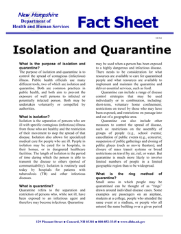 Isolation and Quarantine