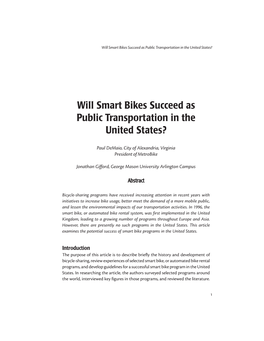 Will Smart Bikes Succeed As Public Transportation in the United States?
