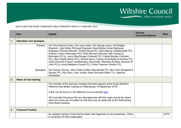 South West Wiltshire Community Area Transport Group 27 February 2019