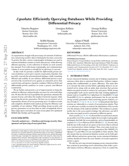 Efficiently Querying Databases While Providing Differential Privacy