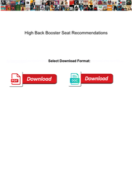 High Back Booster Seat Recommendations