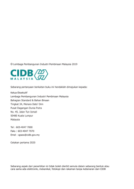 Daftar Bahan Binaan Tempatan CIDB 2019