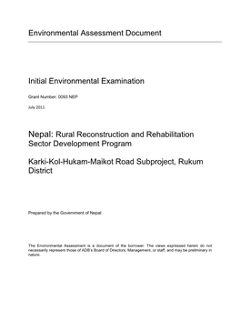 Nepal: Rural Reconstruction and Rehabilitation Sector Development Program