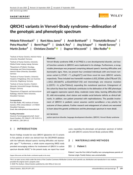 QRICH1 Variants in Ververi-Brady Syndrome—Delineation of the Genotypic and Phenotypic Spectrum