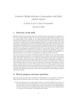 T-Motives: Hodge Structures, Transcendence and Other Motivic Aspects