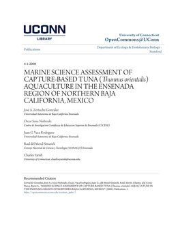 AQUACULTURE in the ENSENADA REGION of NORTHERN BAJA CALIFORNIA, MEXICO José A