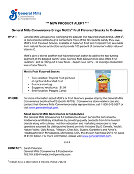 NEW PRODUCT ALERT *** General Mills Convenience Brings Mott's