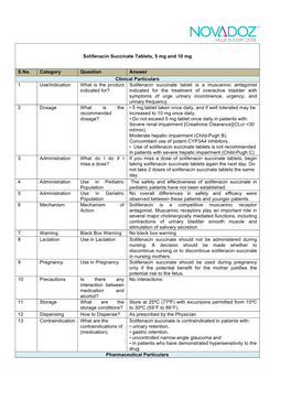 Solifenacin Succinate Tablets, 5 Mg and 10 Mg