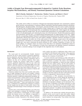 Acidity of Keggin-Type Heteropolycompounds Evaluated by Catalytic Probe Reactions, Sorption Microcalorimetry, and Density Functional Quantum Chemical Calculations