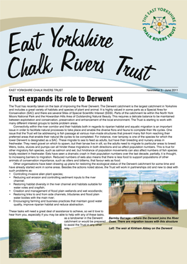 Trust Expands Its Role to Derwent the Trust Has Recently Taken on the Task of Improving the River Derwent