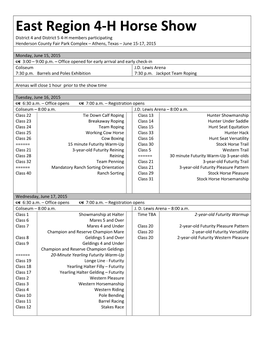 Horse Show Schedule 15