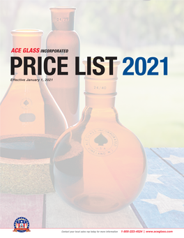 ACE GLASS INCORPORATED PRICE LIST 2021 Effective January 1, 2021