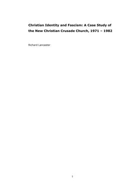 A Case Study of the New Christian Crusade Church, 1971 – 1982