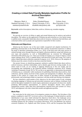 Creating a Linked Data-Friendly Metadata Application Profile for Archival Description Poster