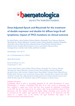 Dose-Adjusted Epoch and Rituximab for the Treatment of Double