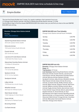 EMPIRE BUILDER Train Time Schedule & Line Route