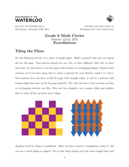 Grade 6 Math Circles Tessellations Tiling the Plane