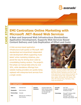 EMI Centralizes Online Marketing with Microsoft .NET-Based Web Services