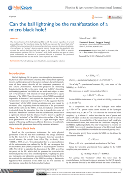 Can the Ball Lightning Be the Manifestation of a Micro Black Hole?