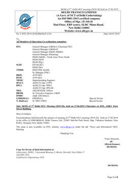 DELHI TRANSCO LIMITED (A Govt. of NCT of Delhi Undertaking) an ISO 9001:2015 Certified Company Office of Mgr