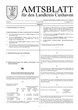 AMTSBLATT Für Den Landkreis Cuxhaven