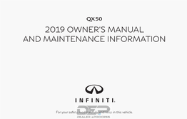 2019 Infiniti QX50 | Owner's Manual