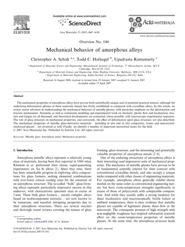 Mechanical Behavior of Amorphous Alloys