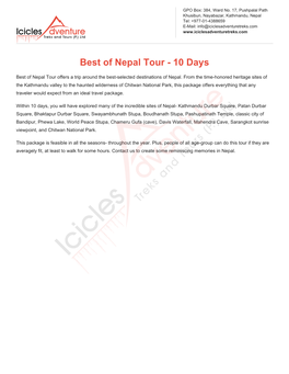 Best of Nepal Tour - 10 Days