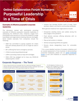 Purposeful Leadership in Time of Crisis Summary