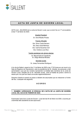 Acta De Junta De Govern Local