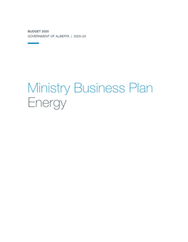 Ministry Business Plan Energy Energy