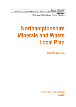 Northamptonshire Minerals and Waste Local Plan